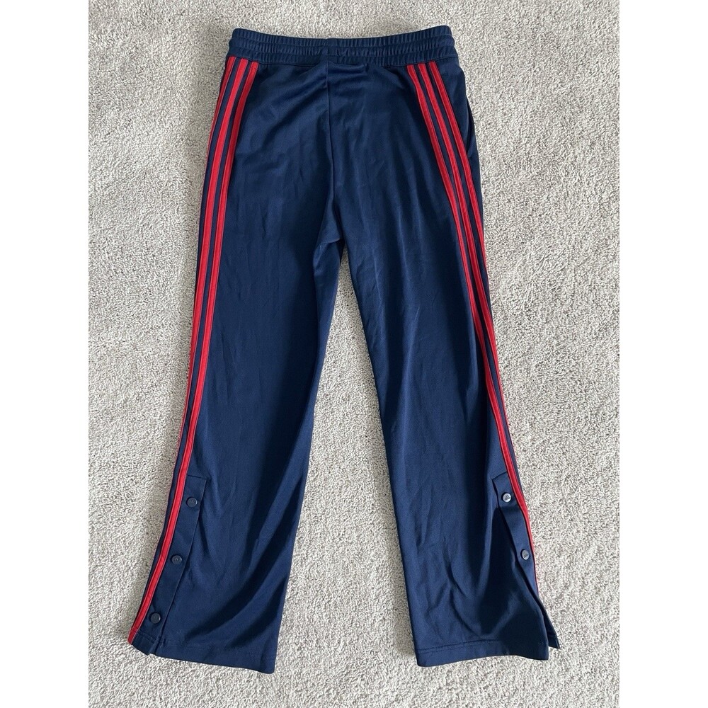 Adidas Women's Iconic Wrapping 3 Stripes Snap Track Pants Navy Blue Red Medium - Picture 8 of 8